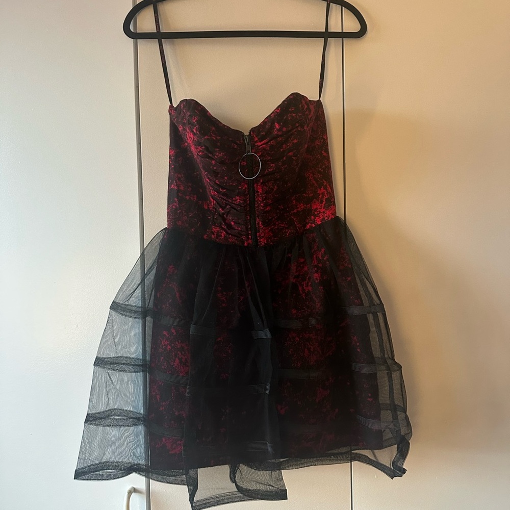 Vintage Betsey Johnson acid wash strapless dress